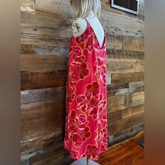 LOFT Textured Floral Linen Blend Strappy Maxi Dress SZ 10 - Picture 4 of 13